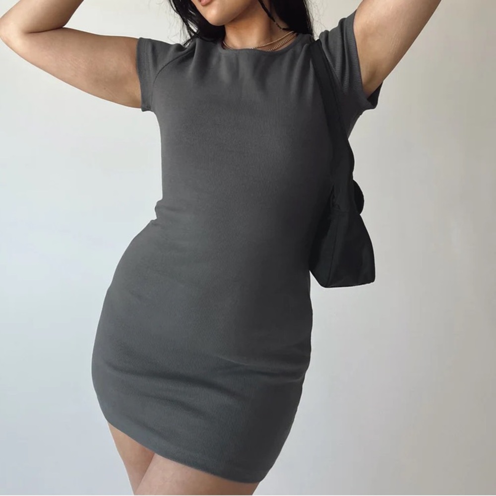 Princess Polly Organic Classic Mini Dress Grey